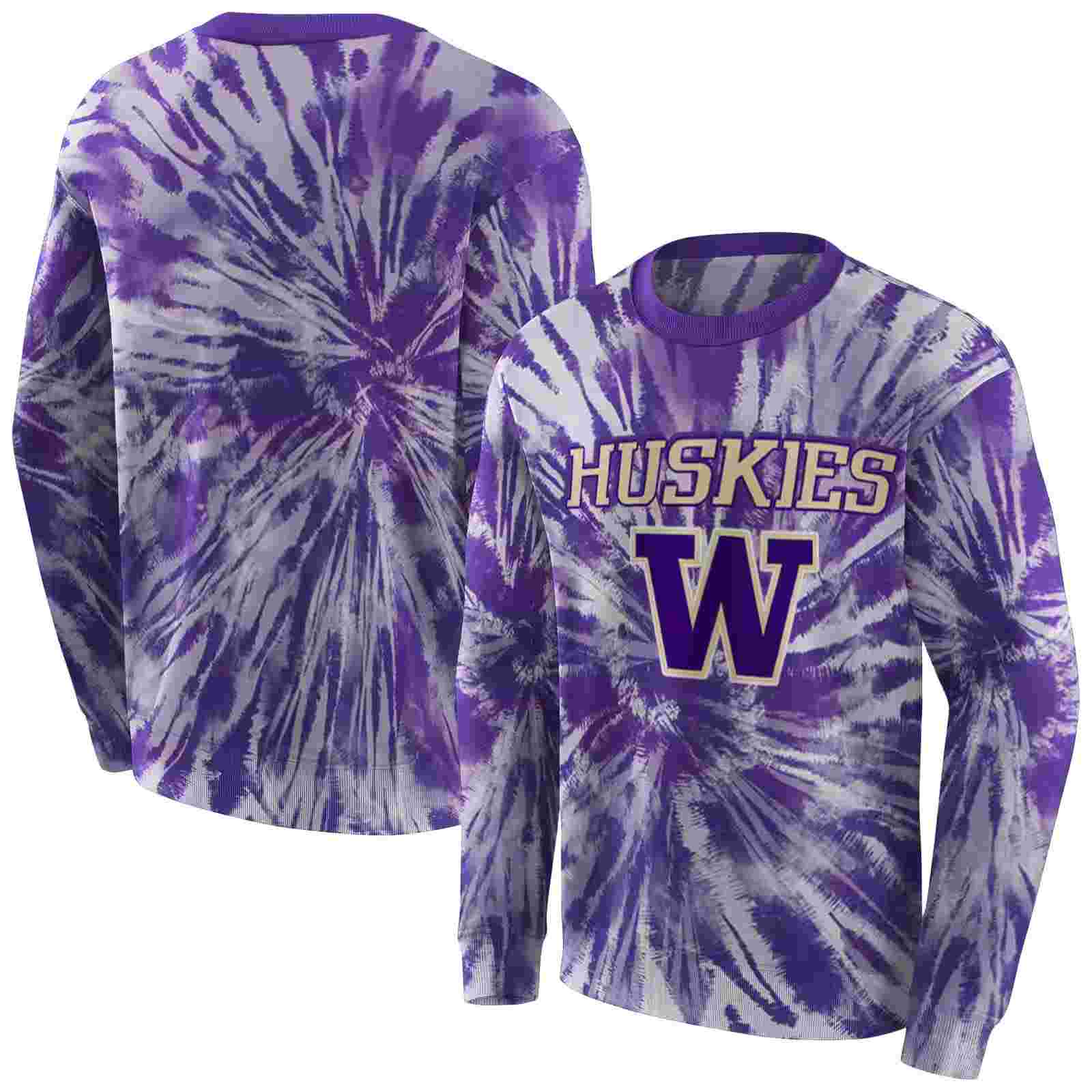 washington huskies tie dye pattern purple hoodie premium grade