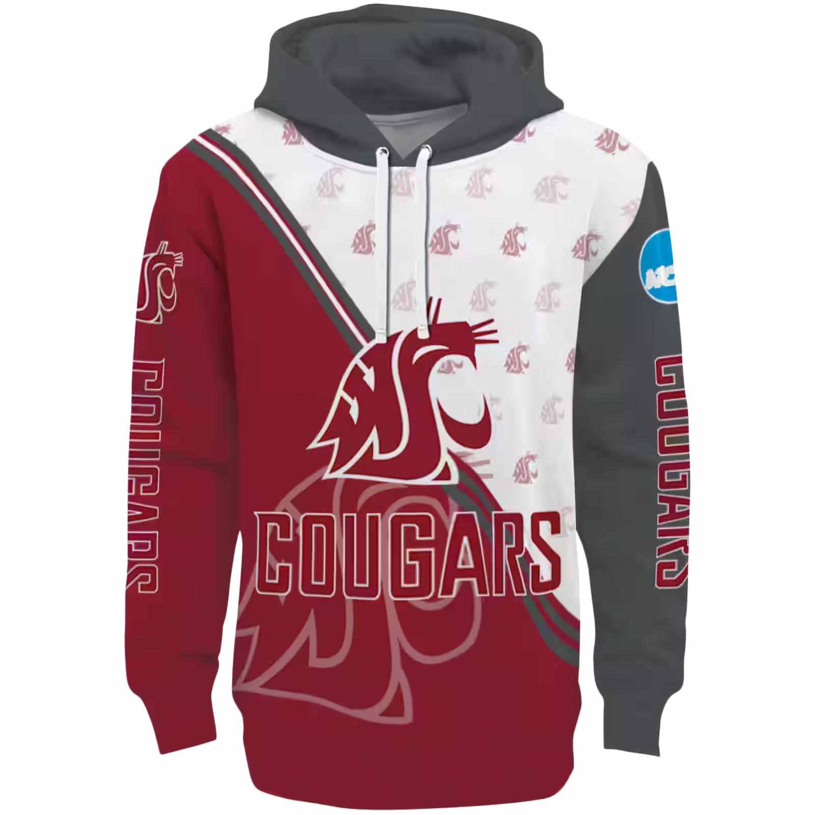 Washington State Cougars Diagonal Stripe Crimson White Hoodie