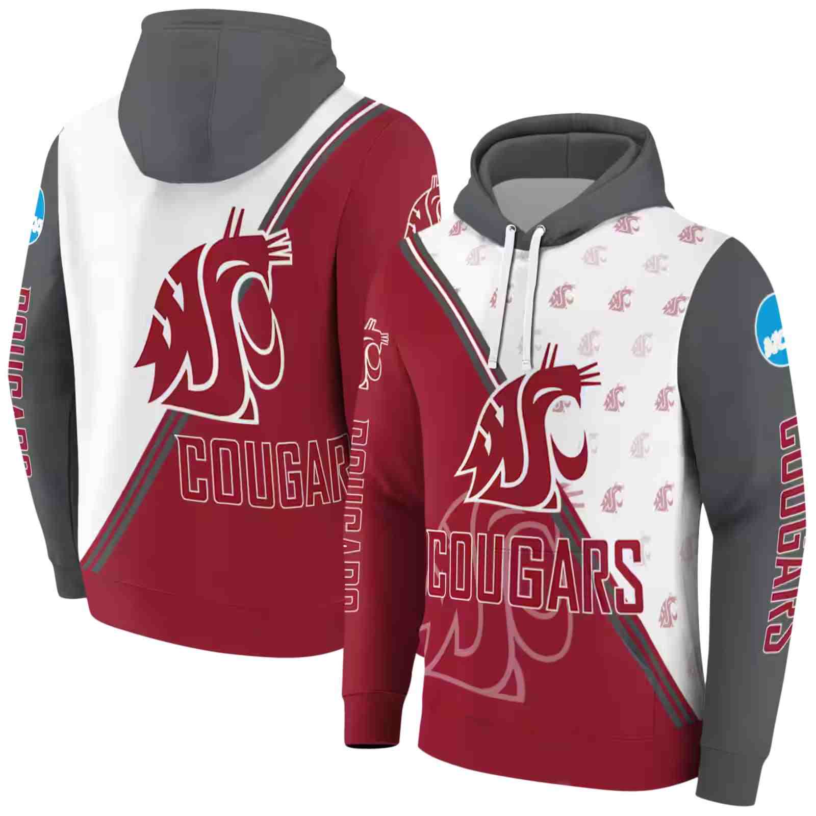 washington state cougars diagonal stripe crimson white hoodie fashion forward