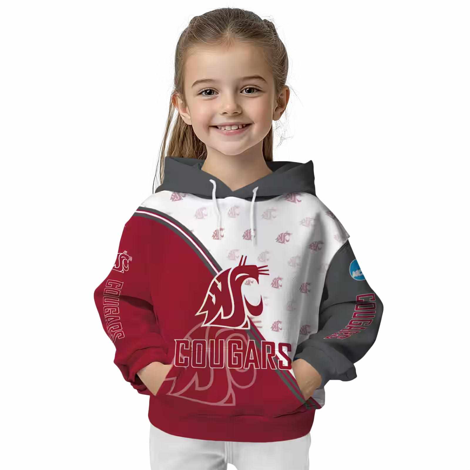 washington state cougars diagonal stripe crimson white hoodie top rated