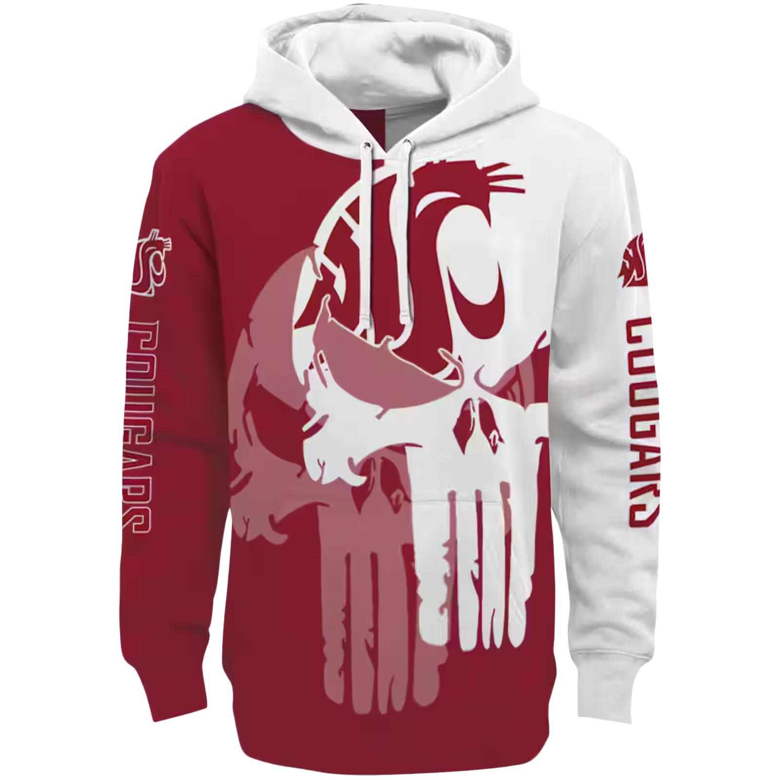 Washington State Cougars Graphic Punisher Crimson White Hoodie