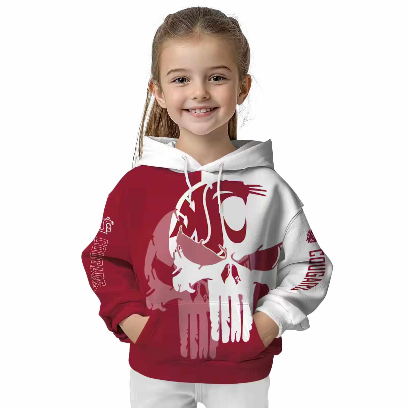 washington state cougars graphic punisher crimson white hoodie top rated