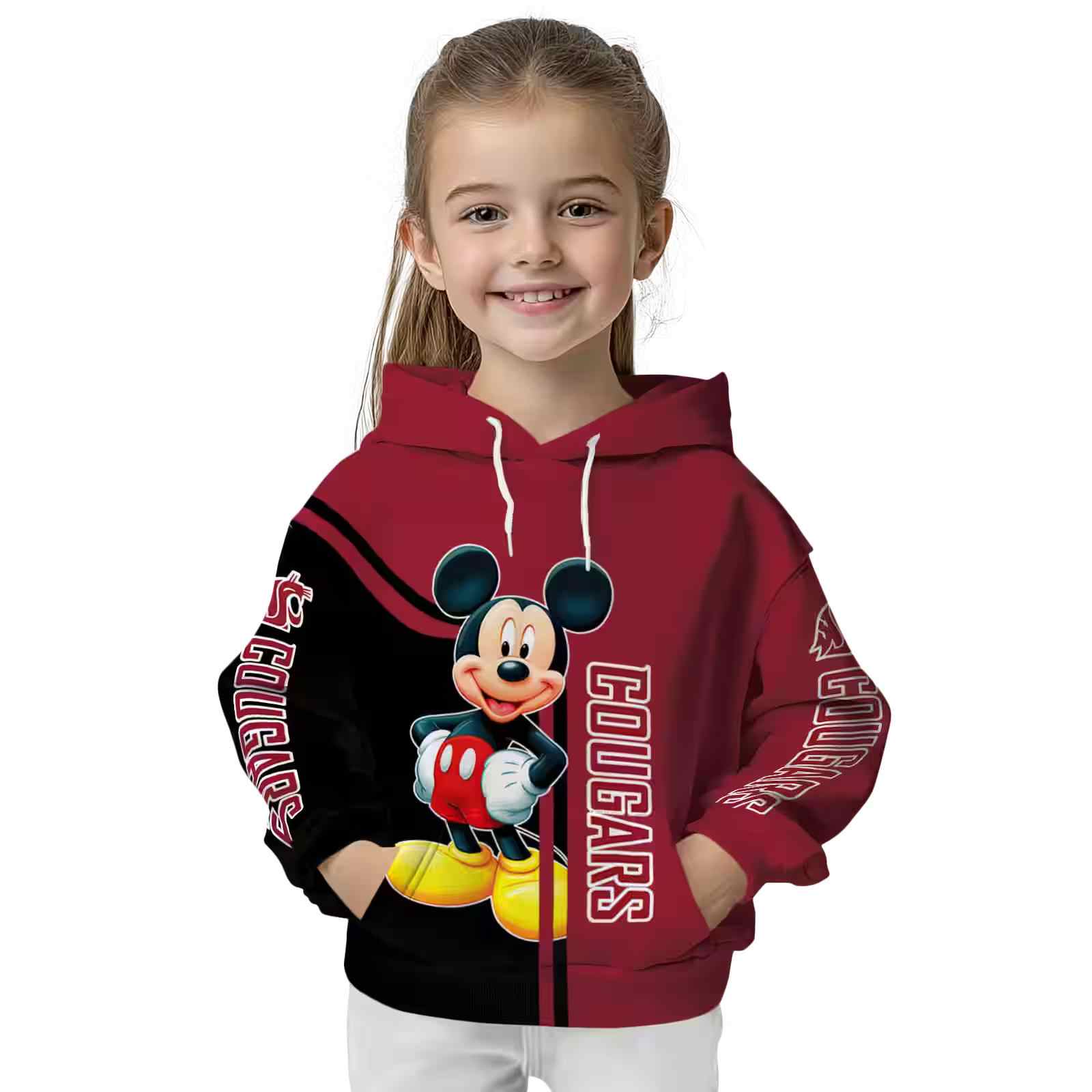 washington state cougars mickey mouse crimson black hoodie top rated