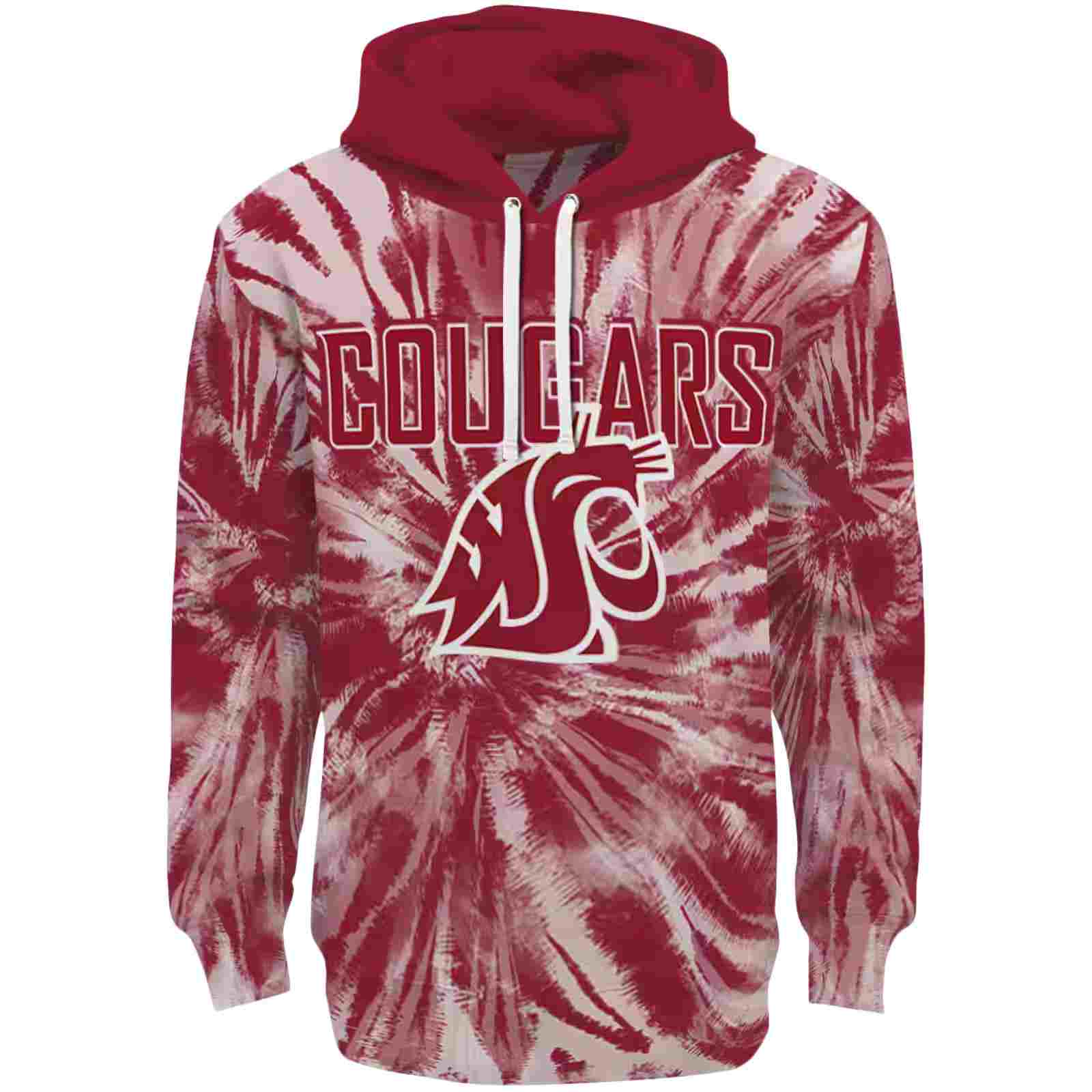 Washington State Cougars Tie Dye Pattern Crimson Hoodie