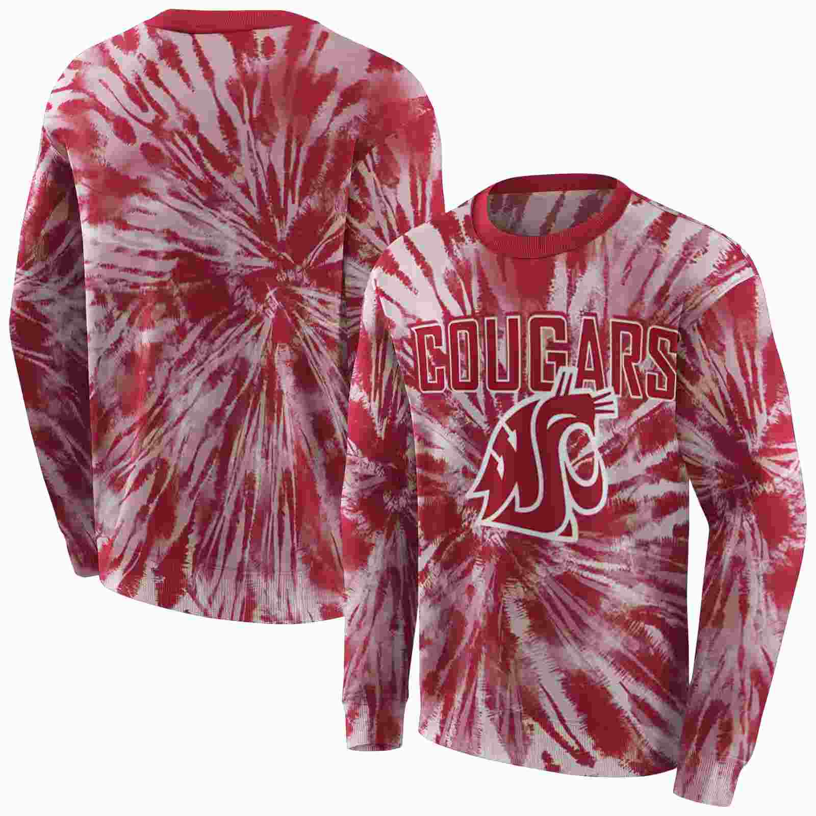 washington state cougars tie dye pattern crimson hoodie premium grade