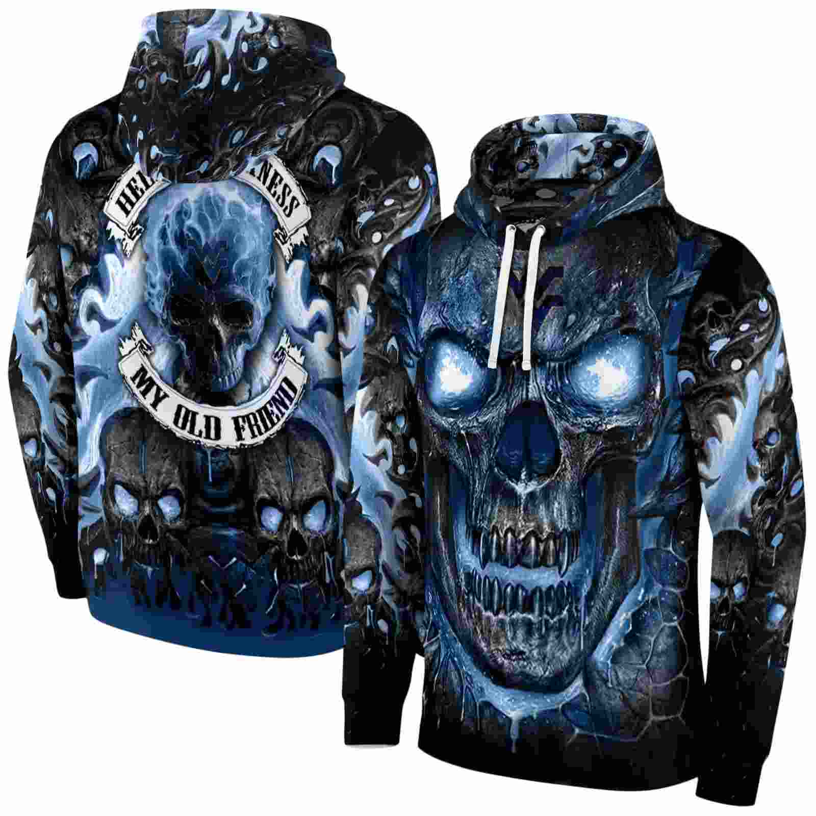 west virginia mountaineers demonic skull blue black hoodie fashion forward
