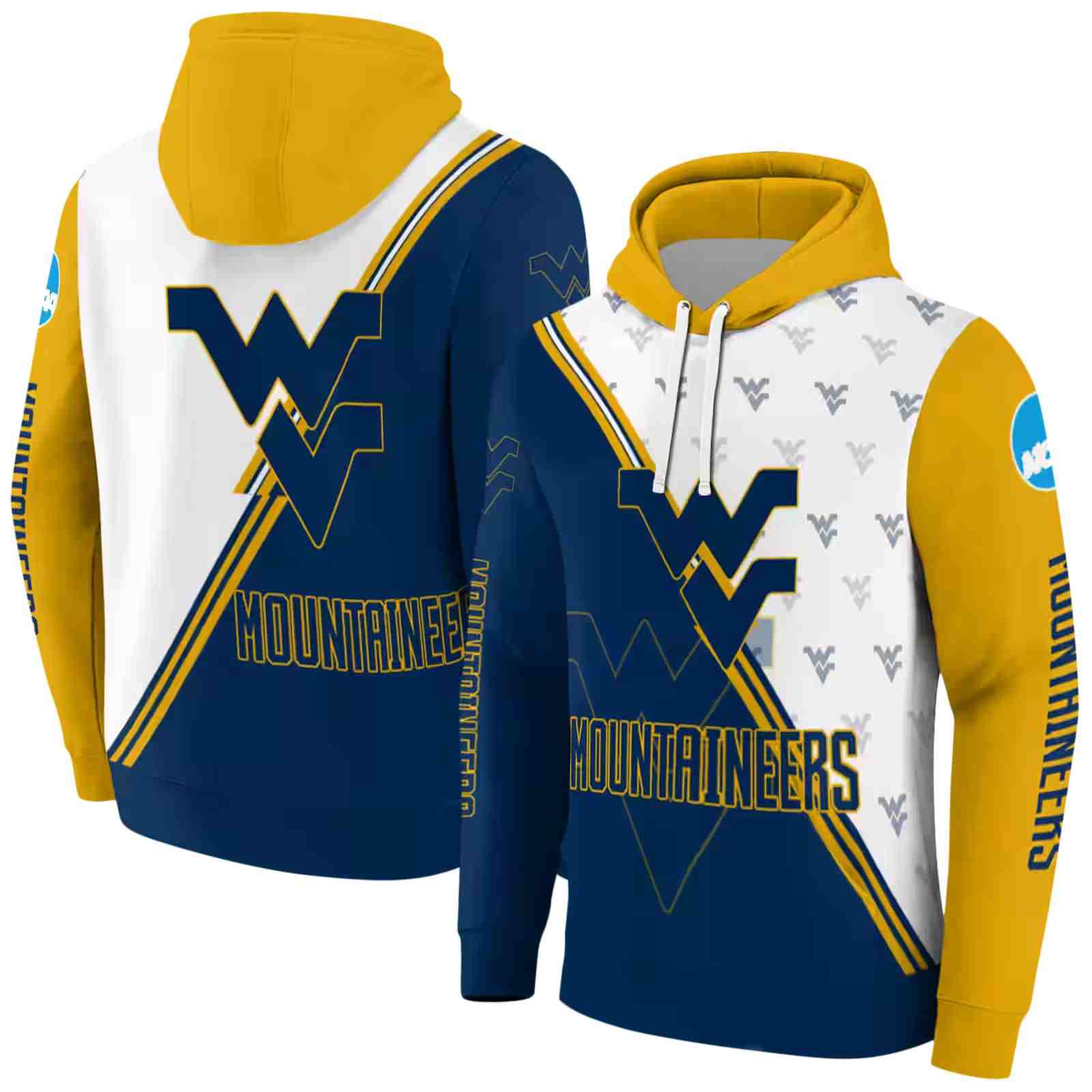 west virginia mountaineers diagonal stripe blue white hoodie fashion forward