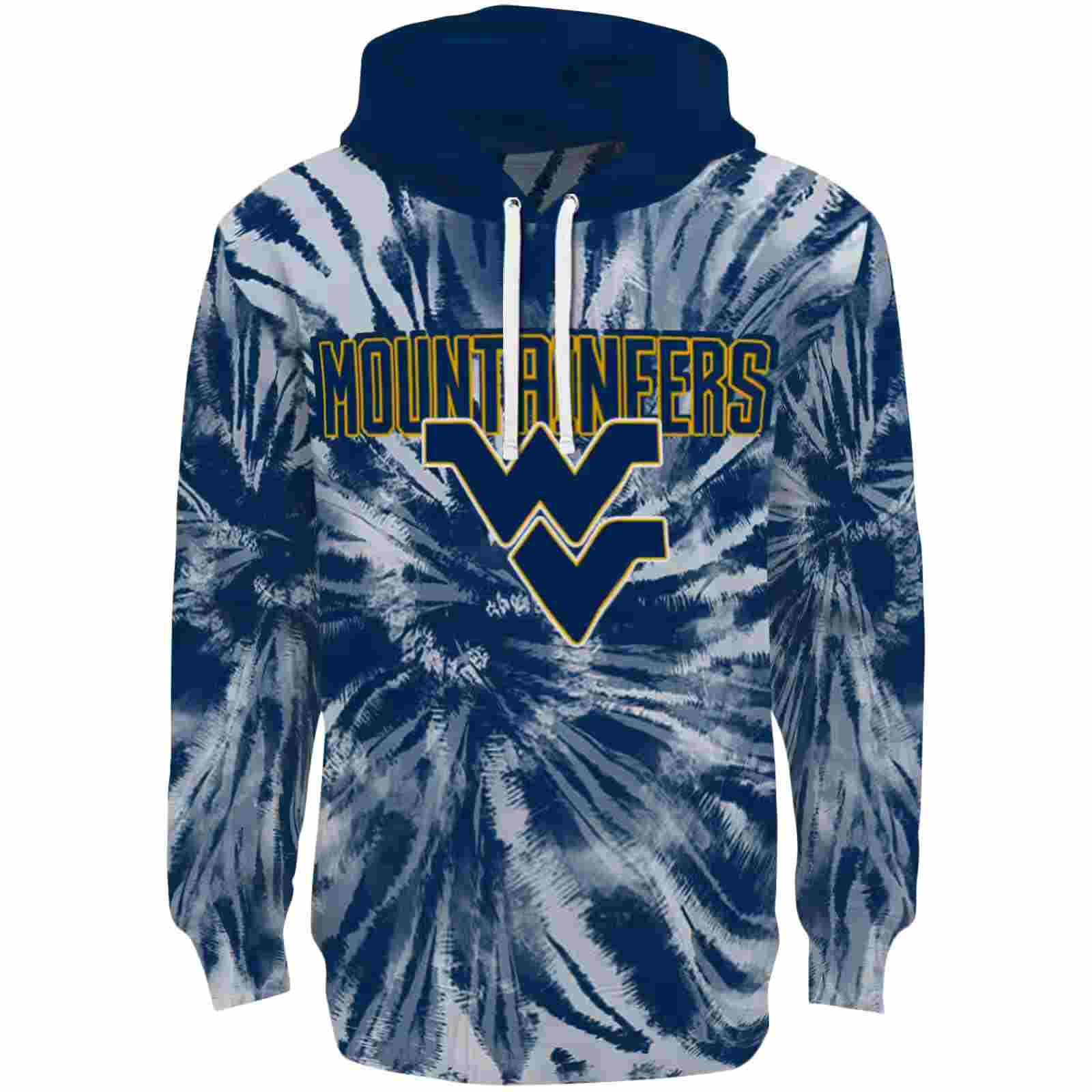 West Virginia Mountaineers Tie Dye Pattern Blue Hoodie