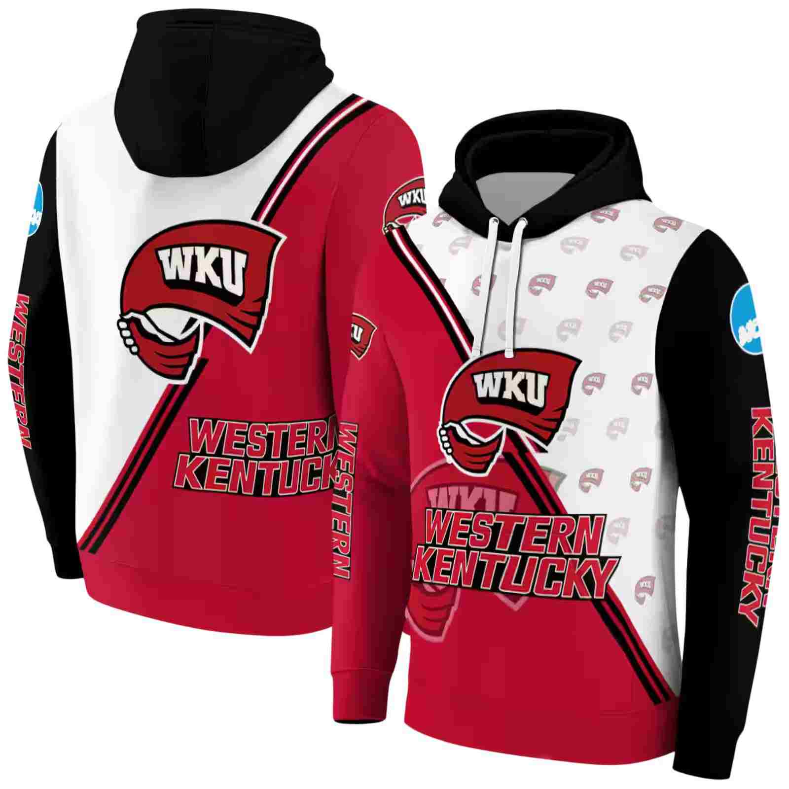 western kentucky hilltoppers diagonal stripe red white hoodie fashion forward