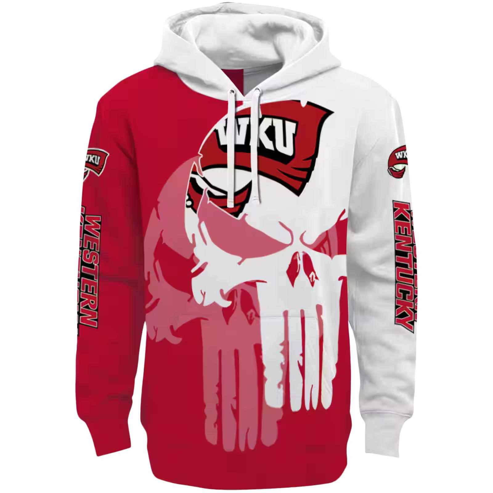 Western Kentucky Hilltoppers Graphic Punisher Red White Hoodie