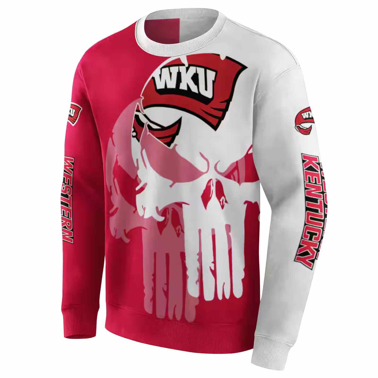 western kentucky hilltoppers graphic punisher red white hoodie new arrival