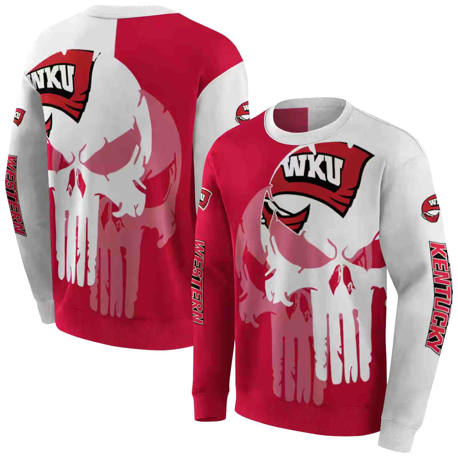 western kentucky hilltoppers graphic punisher red white hoodie premium grade