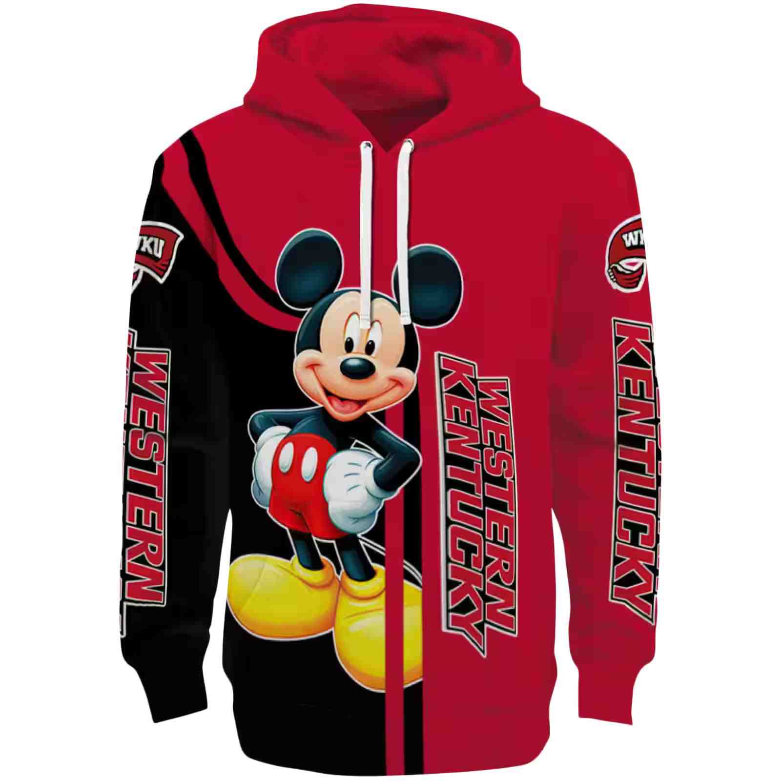 Western Kentucky Hilltoppers Mickey Mouse Red Black Hoodie