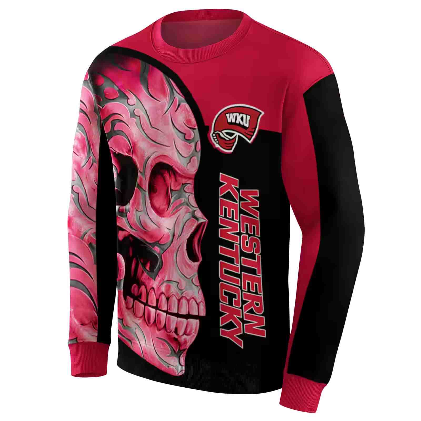 western kentucky hilltoppers skull motif red black hoodie new arrival