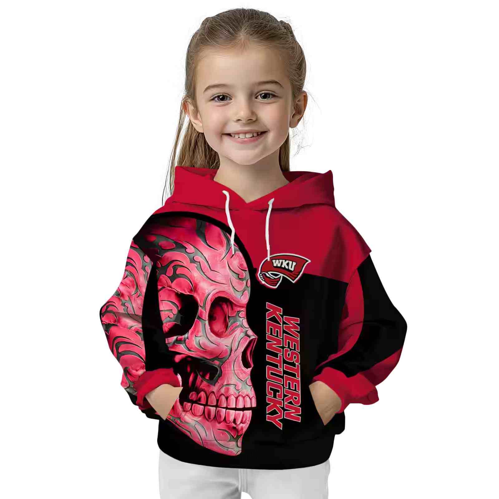 western kentucky hilltoppers skull motif red black hoodie top rated