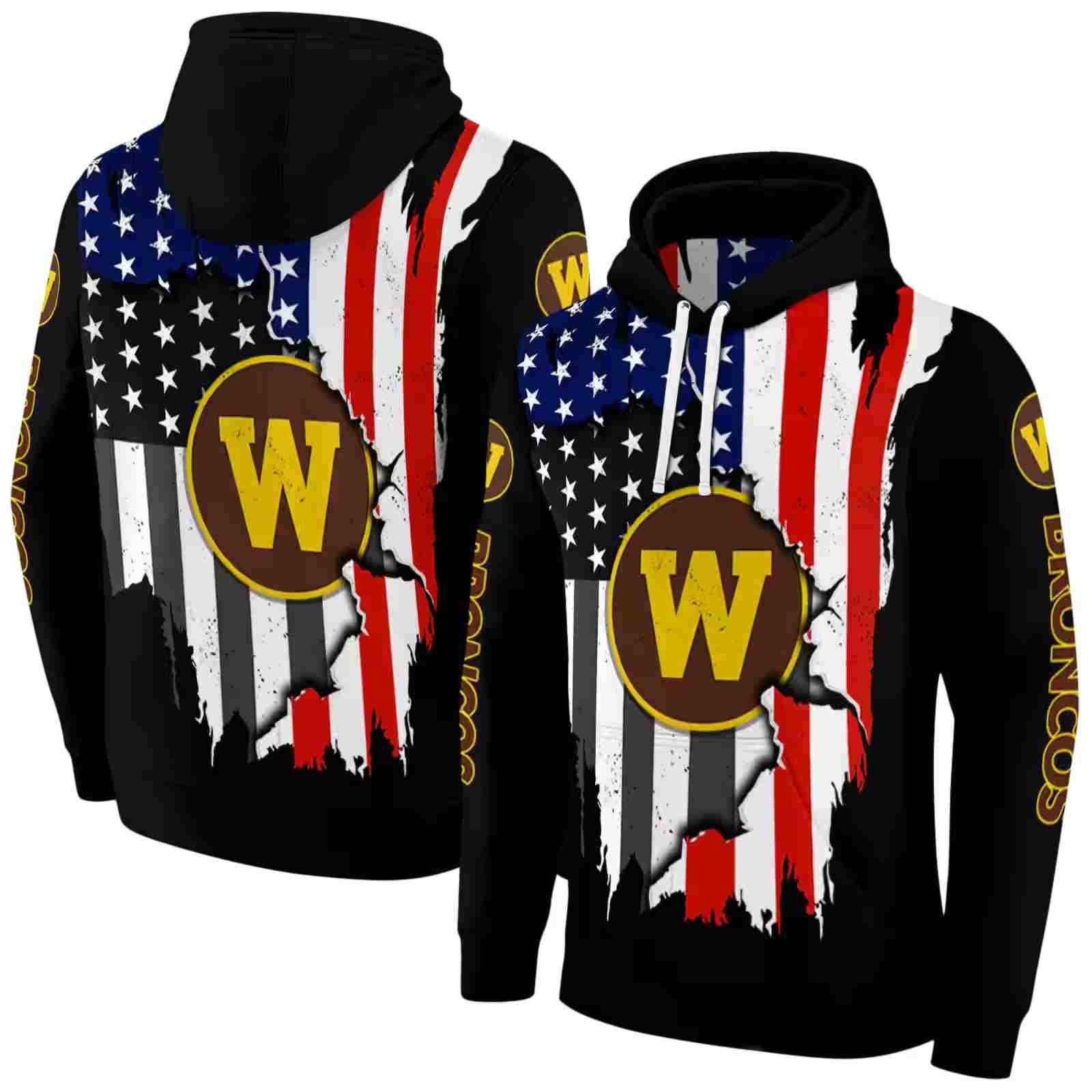 western michigan broncos american pride black hoodie fashion forward