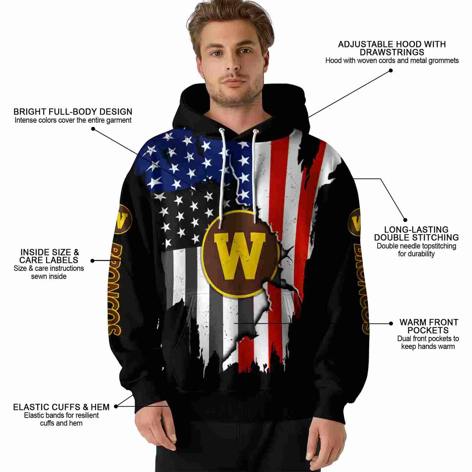 western michigan broncos american pride black hoodie latest model