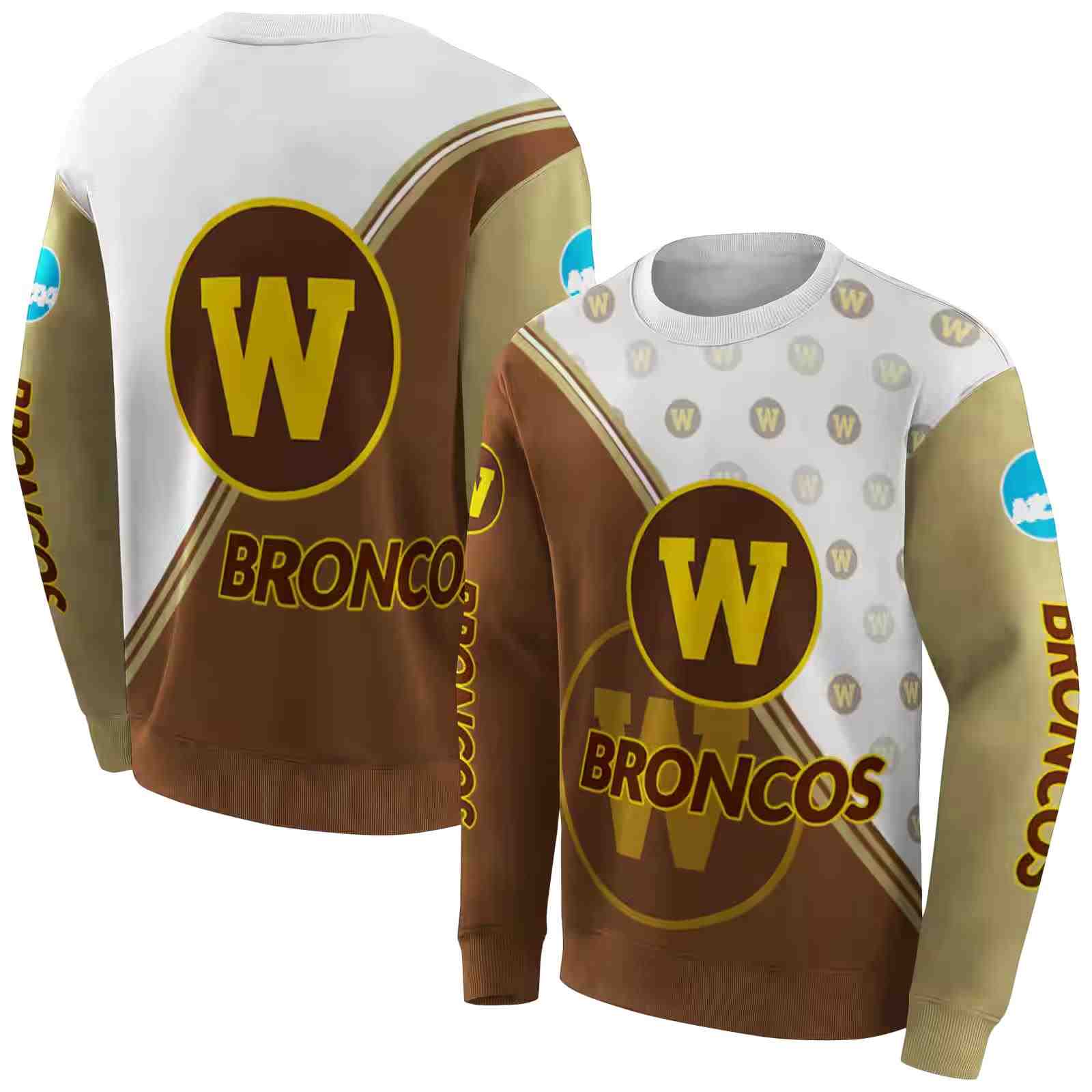 western michigan broncos diagonal stripe brown white hoodie premium grade