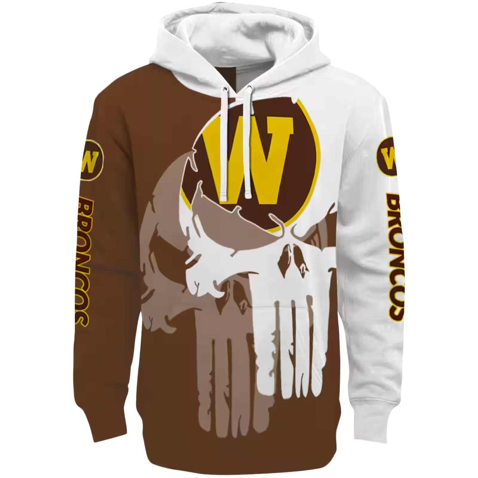 Western Michigan Broncos Graphic Punisher Brown White Hoodie