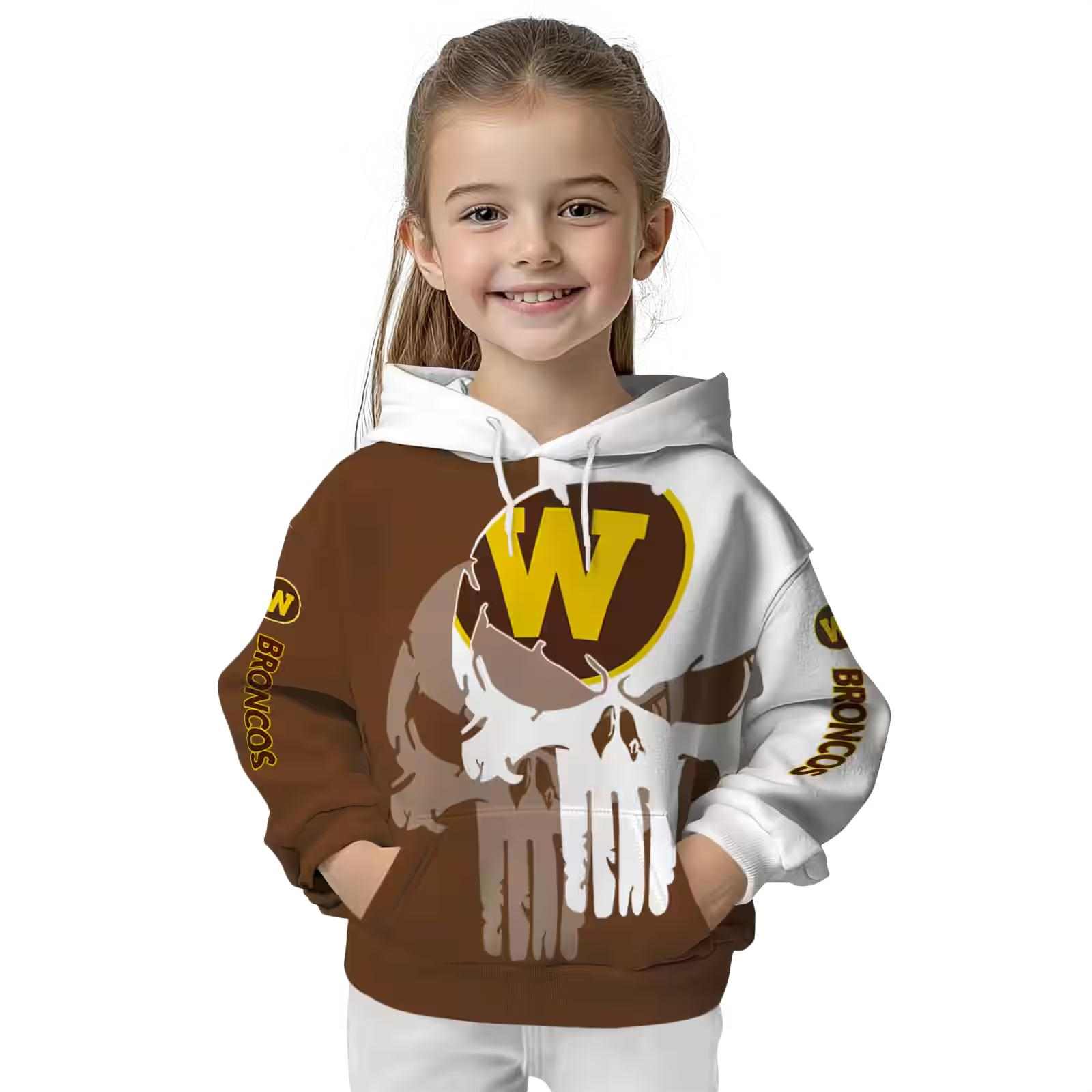 western michigan broncos graphic punisher brown white hoodie top rated