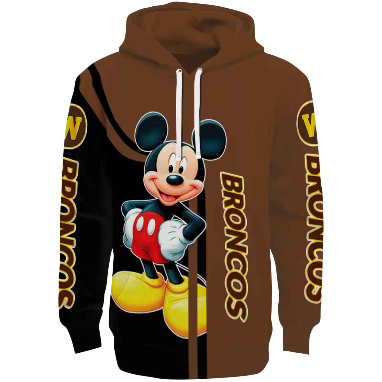 Western Michigan Broncos Mickey Mouse Brown Black Hoodie