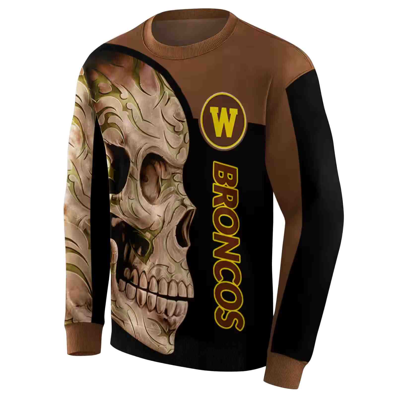 western michigan broncos skull motif brown black hoodie new arrival