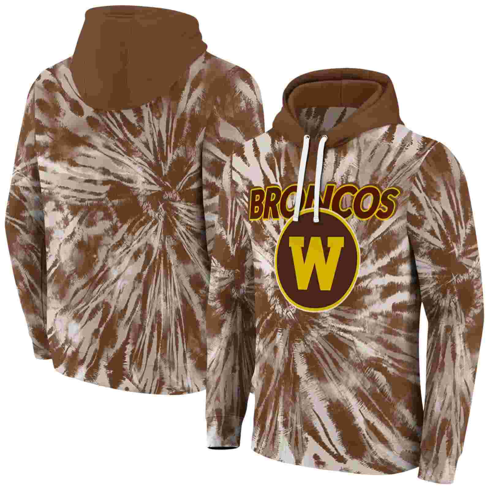 western michigan broncos tie dye pattern brown hoodie fashion forward