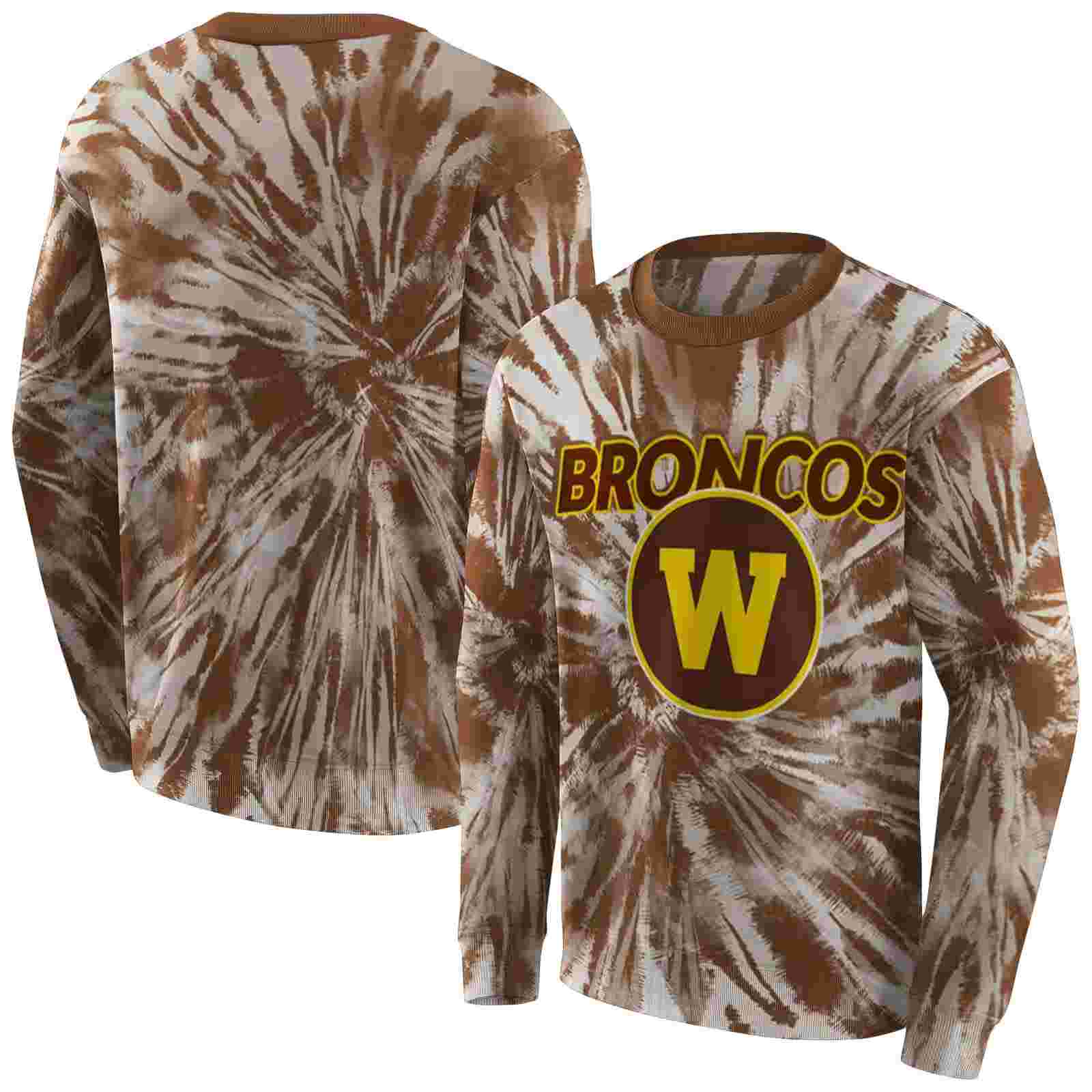 western michigan broncos tie dye pattern brown hoodie premium grade