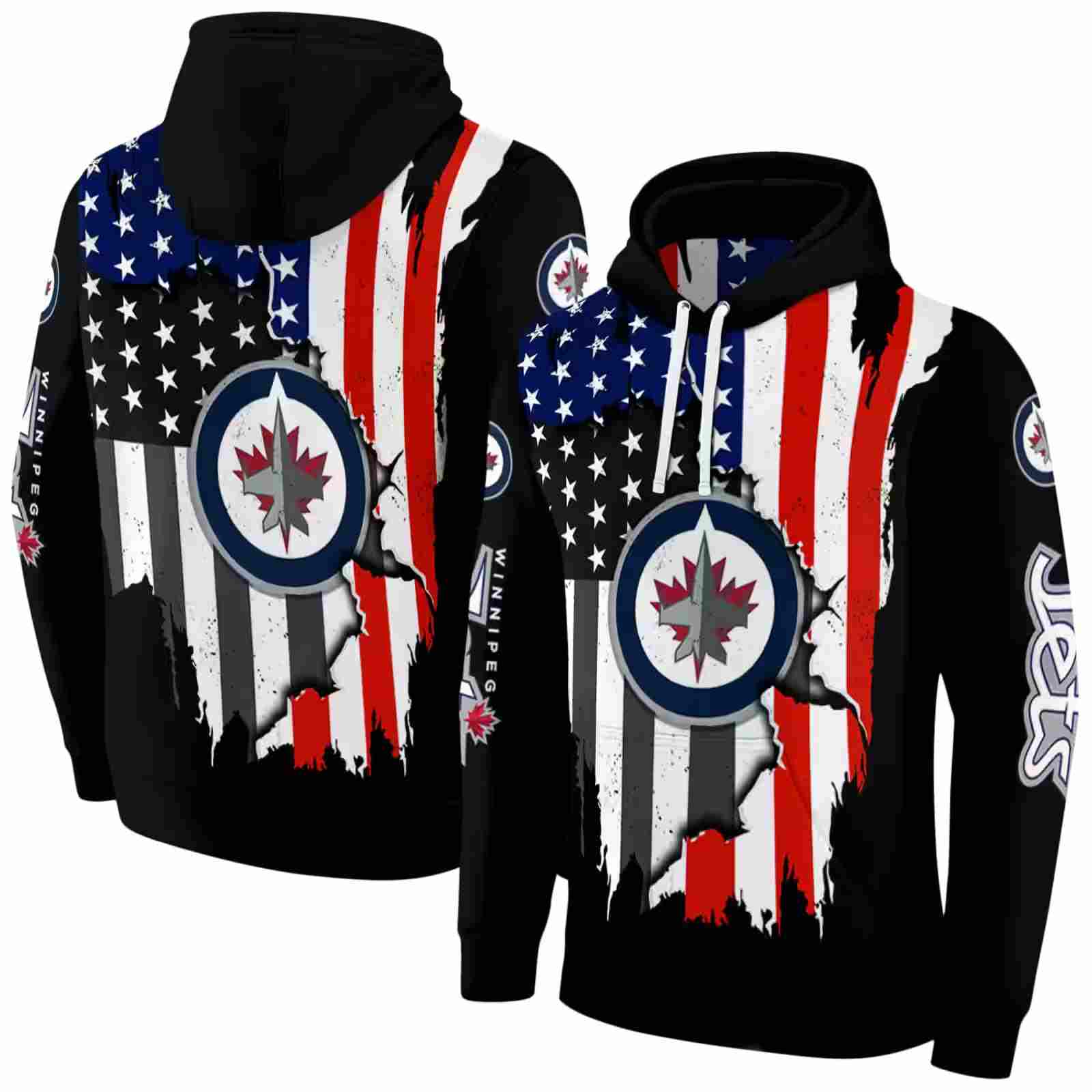 winnipeg jets american pride black hoodie fashion forward