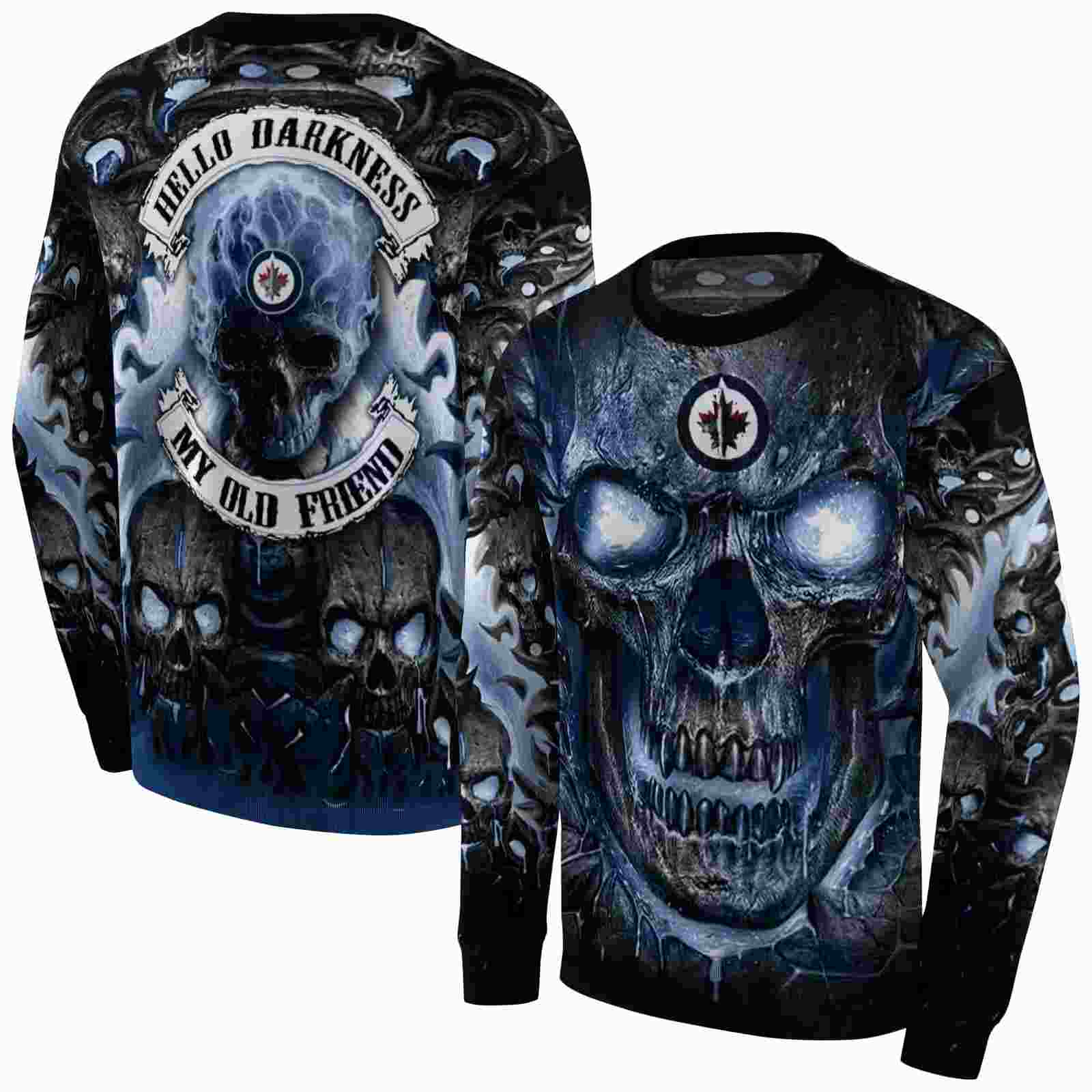 winnipeg jets demonic skull blue black hoodie premium grade