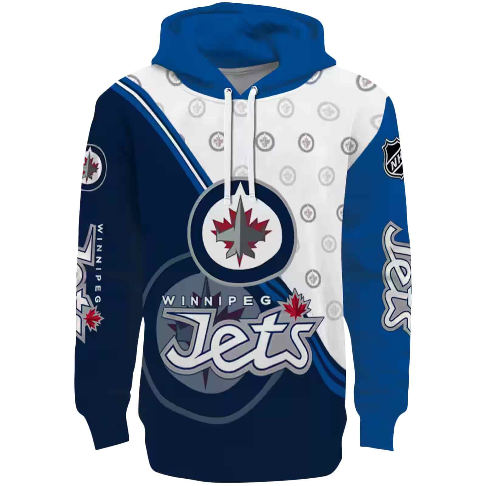 Winnipeg Jets Diagonal Stripe Blue White Hoodie