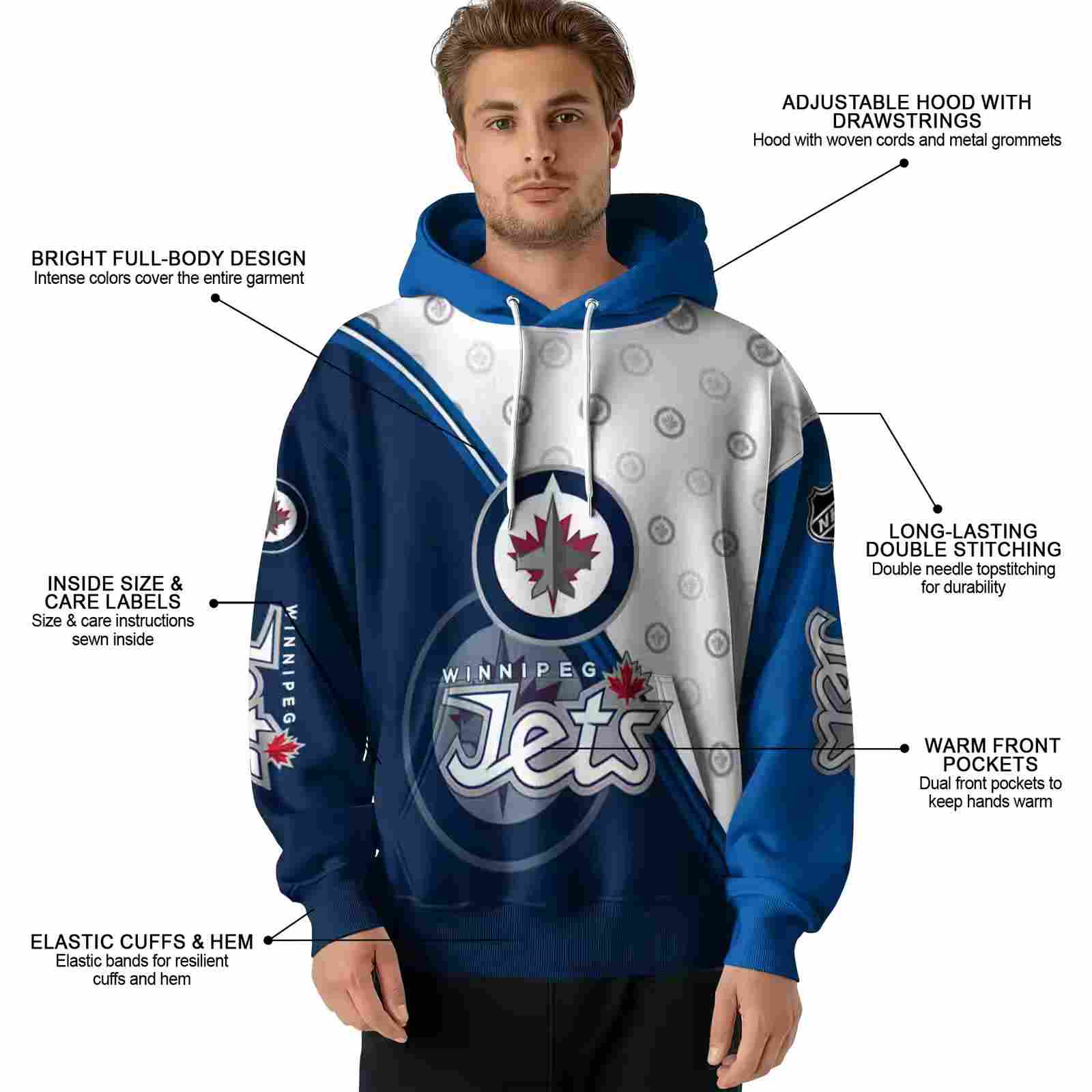 winnipeg jets diagonal stripe blue white hoodie latest model