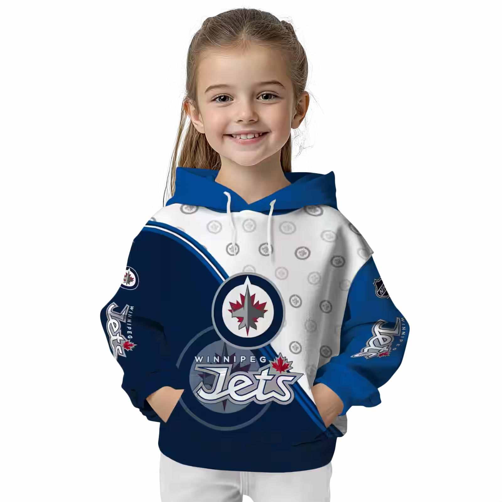 winnipeg jets diagonal stripe blue white hoodie top rated