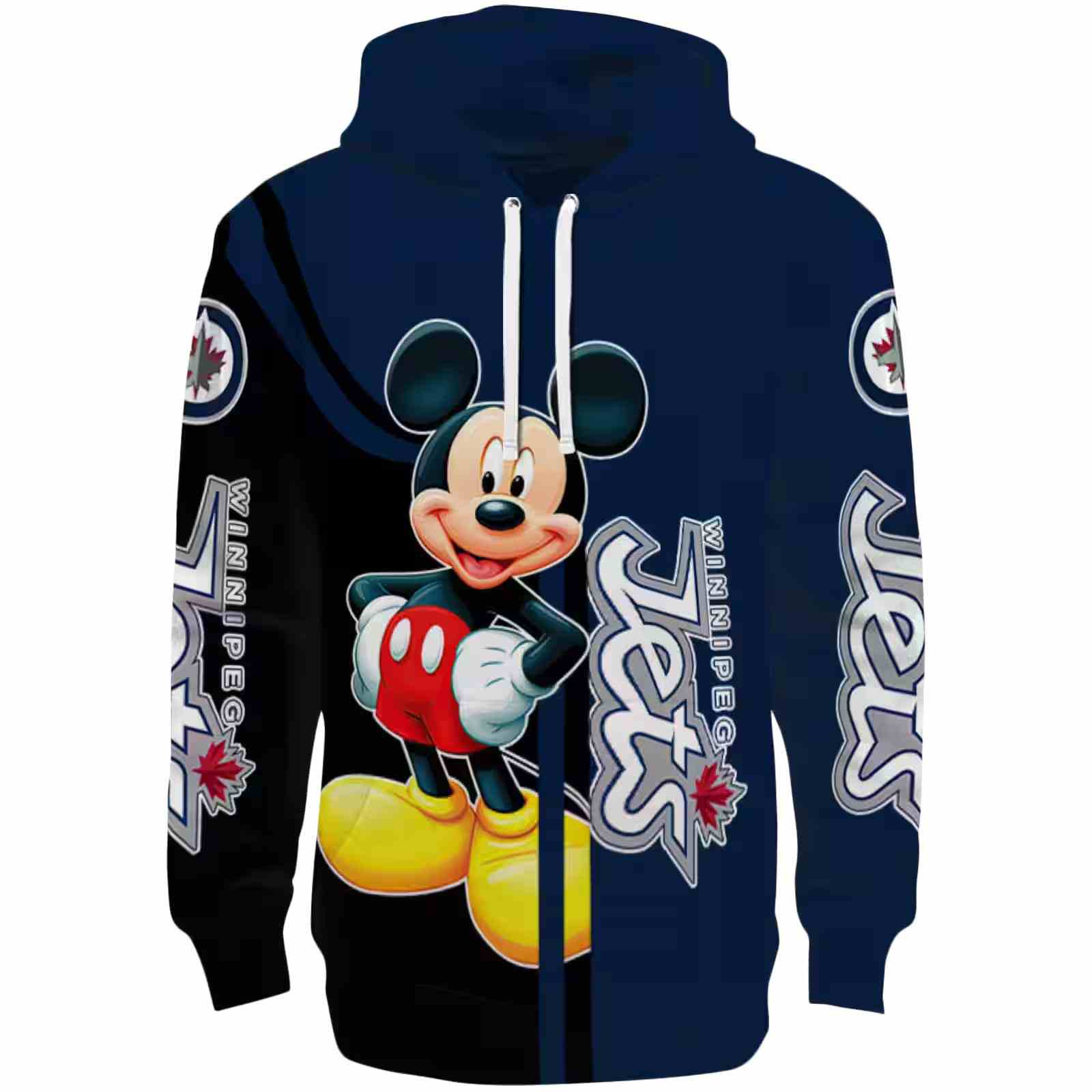 Winnipeg Jets Mickey Mouse Blue Black Hoodie