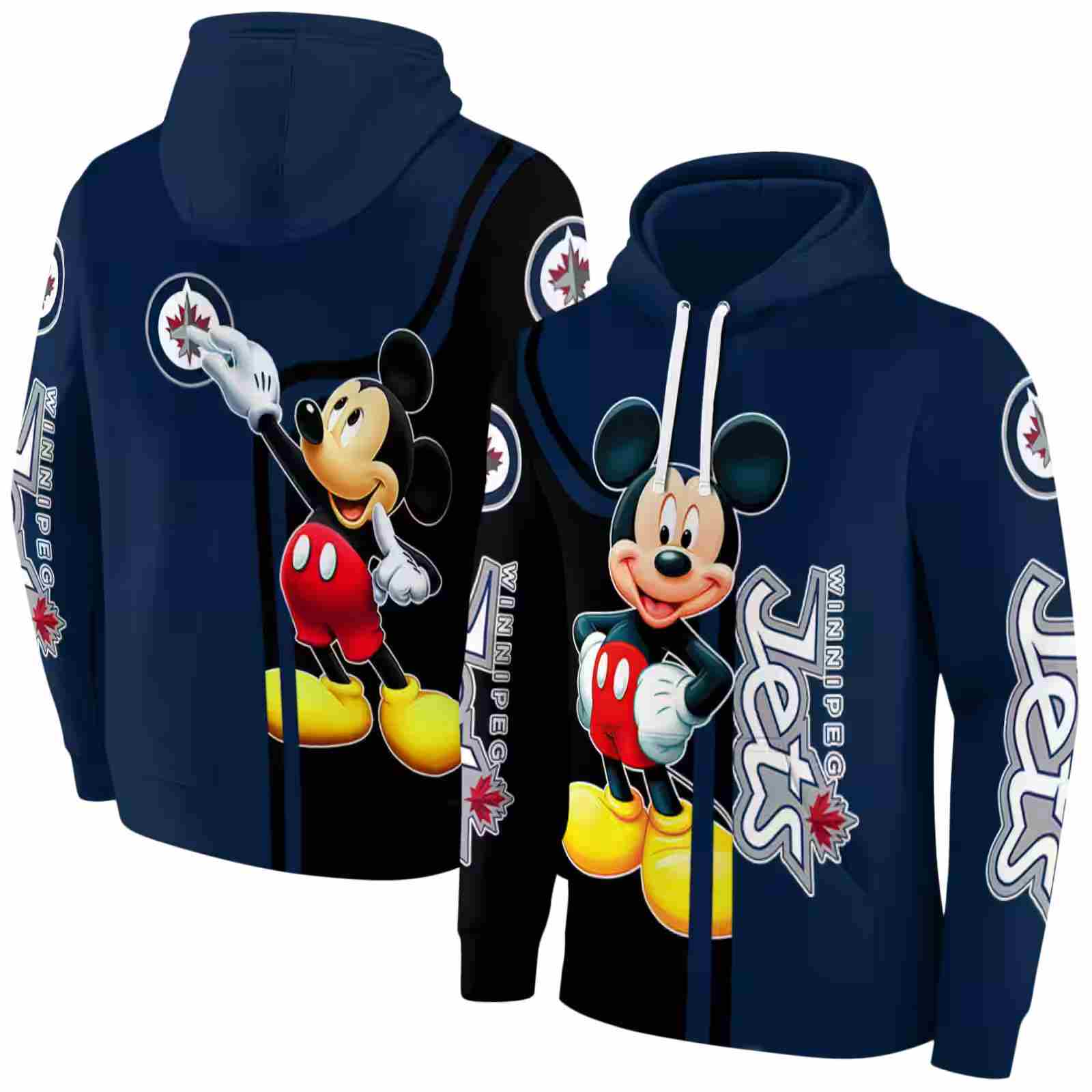 winnipeg jets mickey mouse blue black hoodie fashion forward