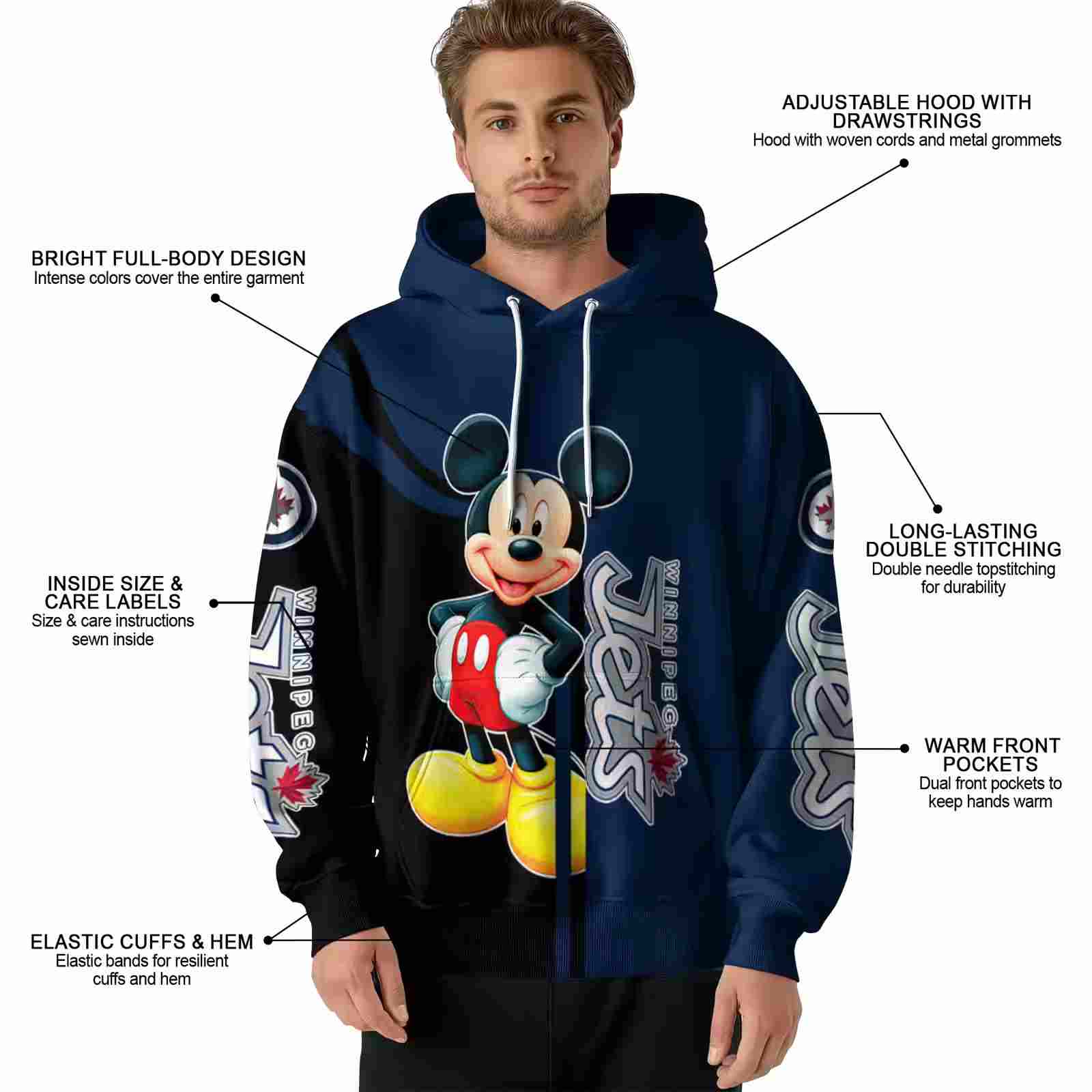 winnipeg jets mickey mouse blue black hoodie latest model