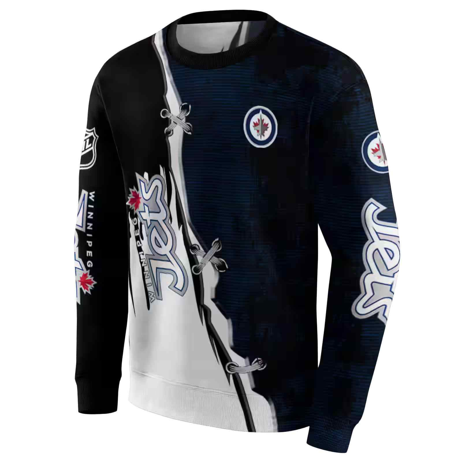 winnipeg jets ripped pattern blue black white hoodie new arrival