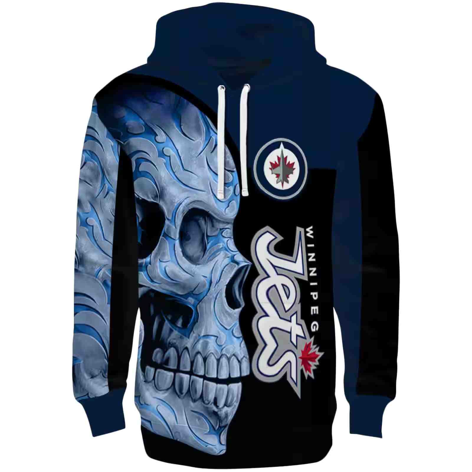 Winnipeg Jets Skull Motif Blue Black Hoodie