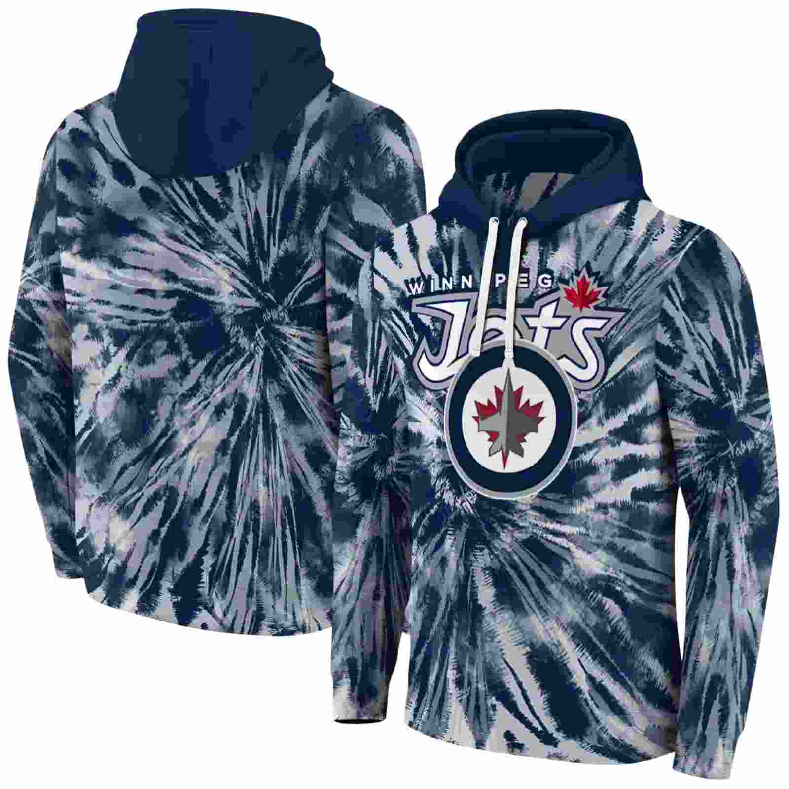 winnipeg jets tie dye pattern blue hoodie fashion forward