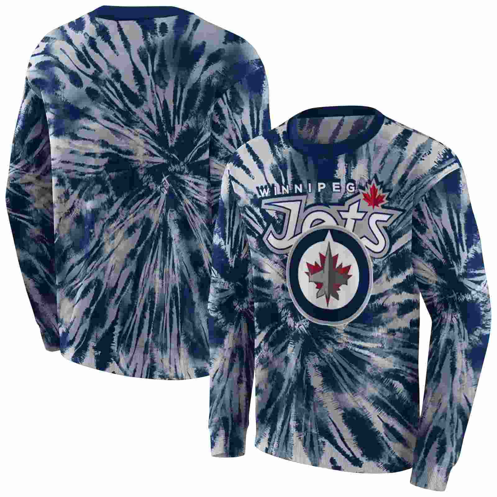 winnipeg jets tie dye pattern blue hoodie premium grade