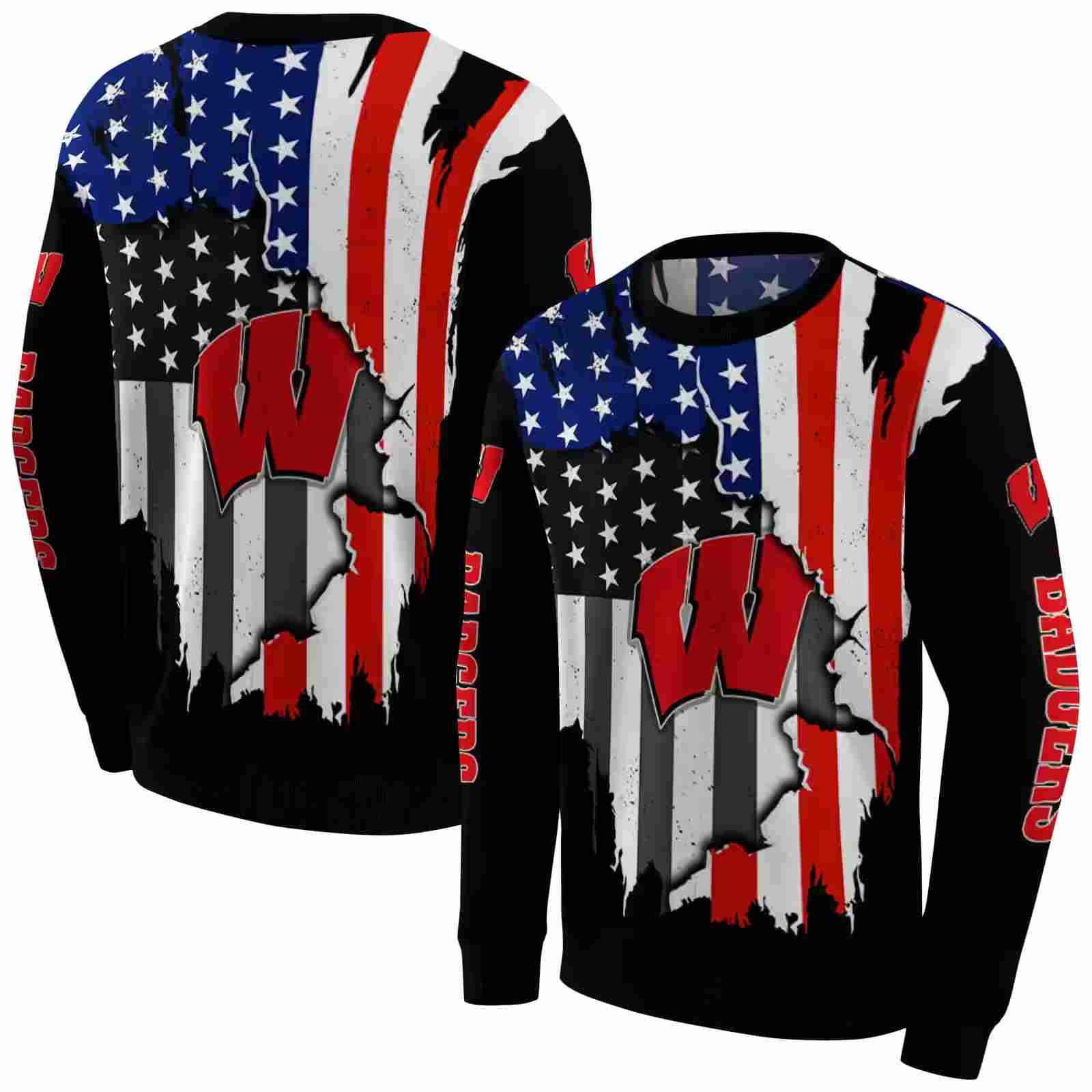 wisconsin badgers american pride black hoodie premium grade