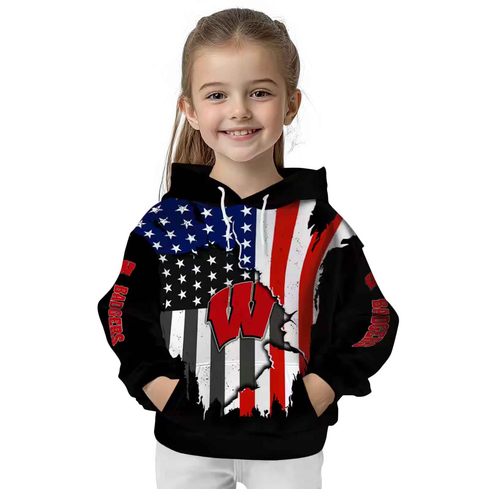 wisconsin badgers american pride black hoodie top rated