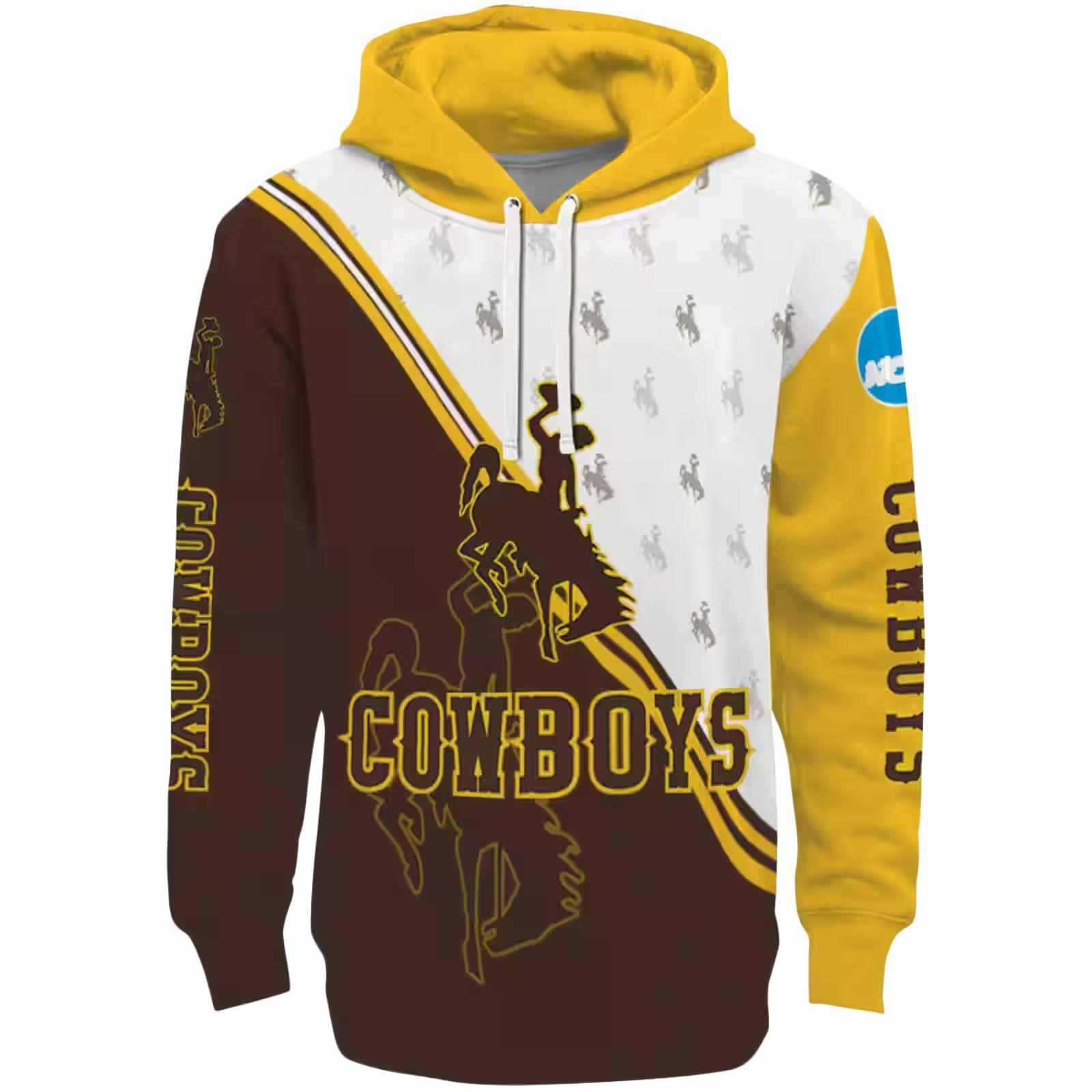 Wyoming Cowboys Diagonal Stripe Brown White Hoodie