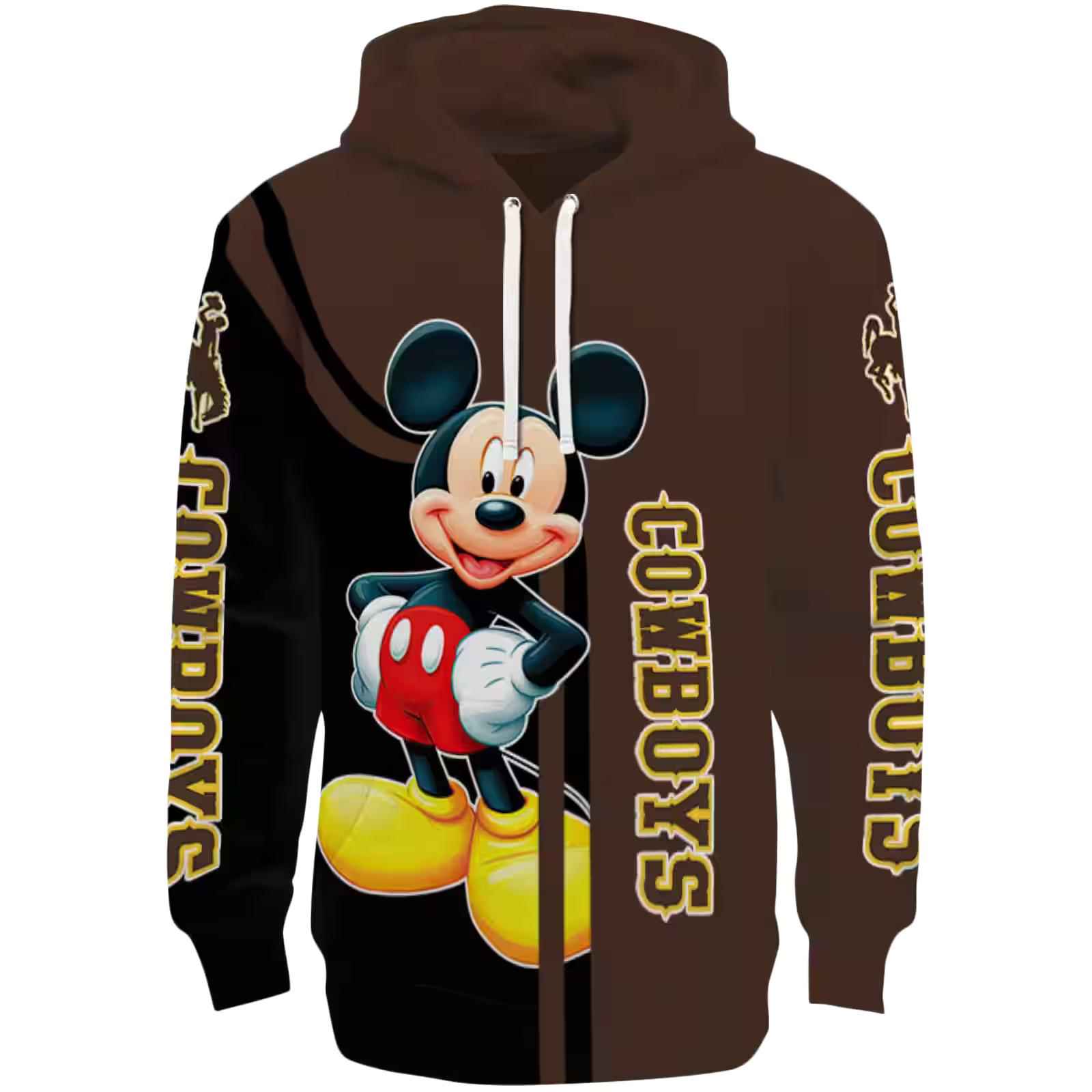 Wyoming Cowboys Mickey Mouse Brown Black Hoodie
