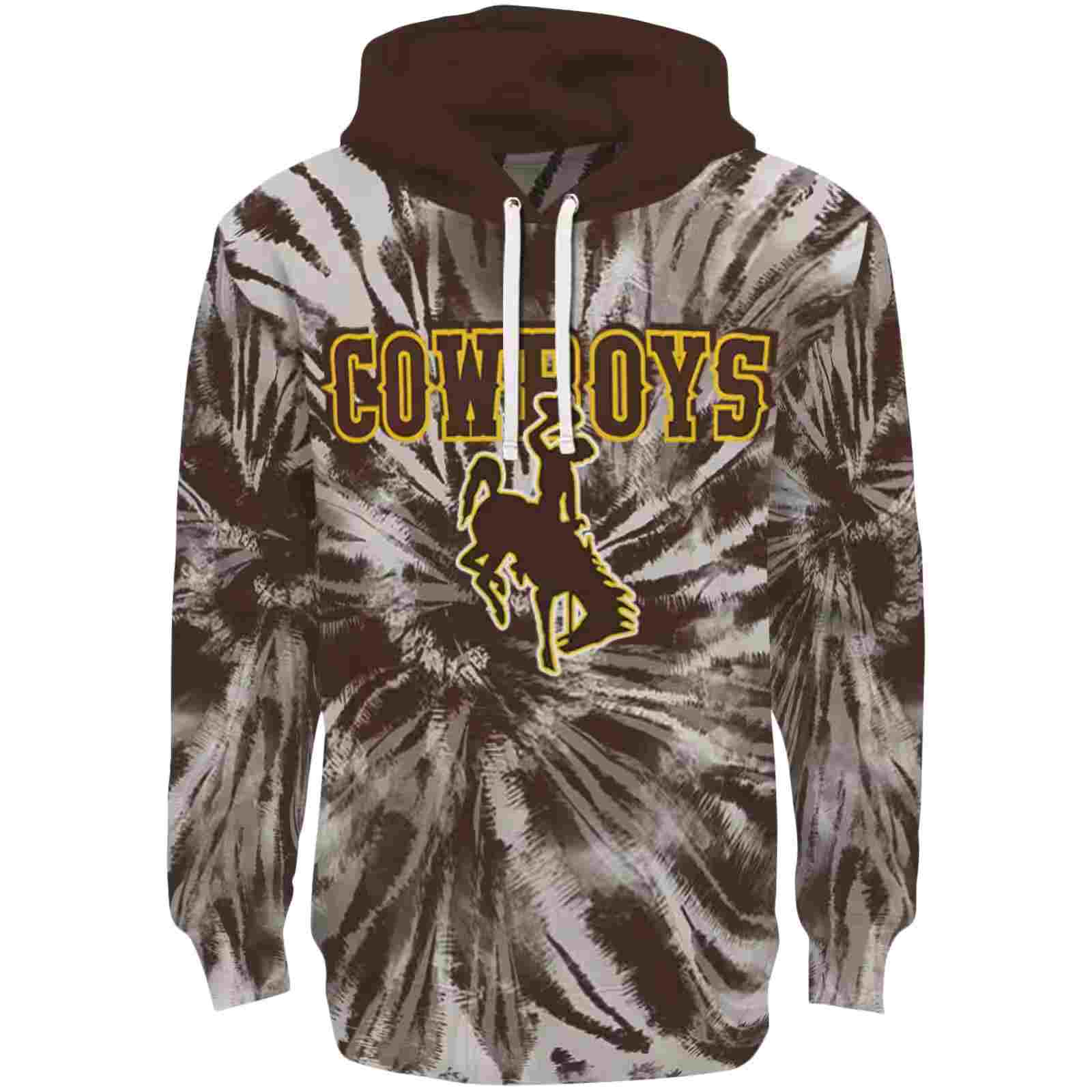 Wyoming Cowboys Tie Dye Pattern Brown Hoodie
