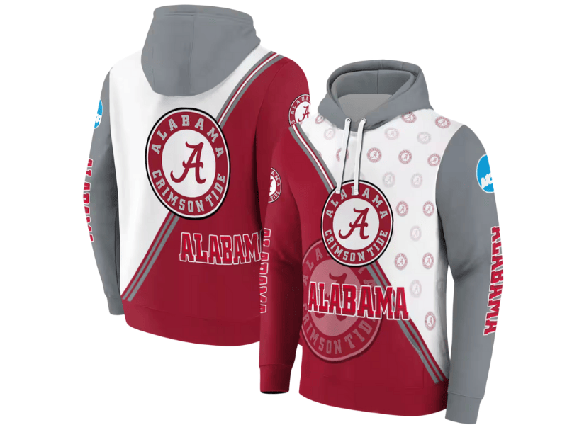 The Alabama Crimson Tide Diagonal Stripe Crimson White Hoodie combines team spirit with stylish comfort