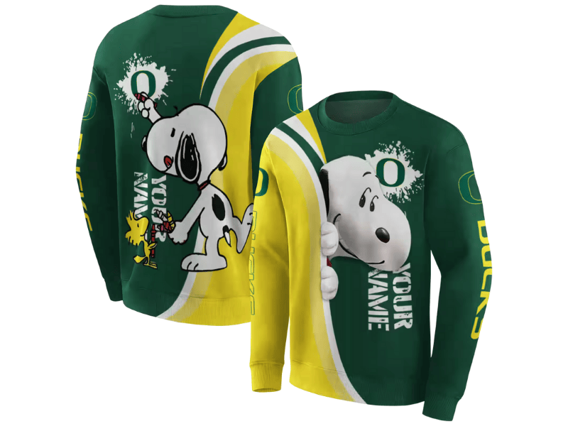 The Custom Peeking Snoopy Green Hoodie for Oregon Ducks fans