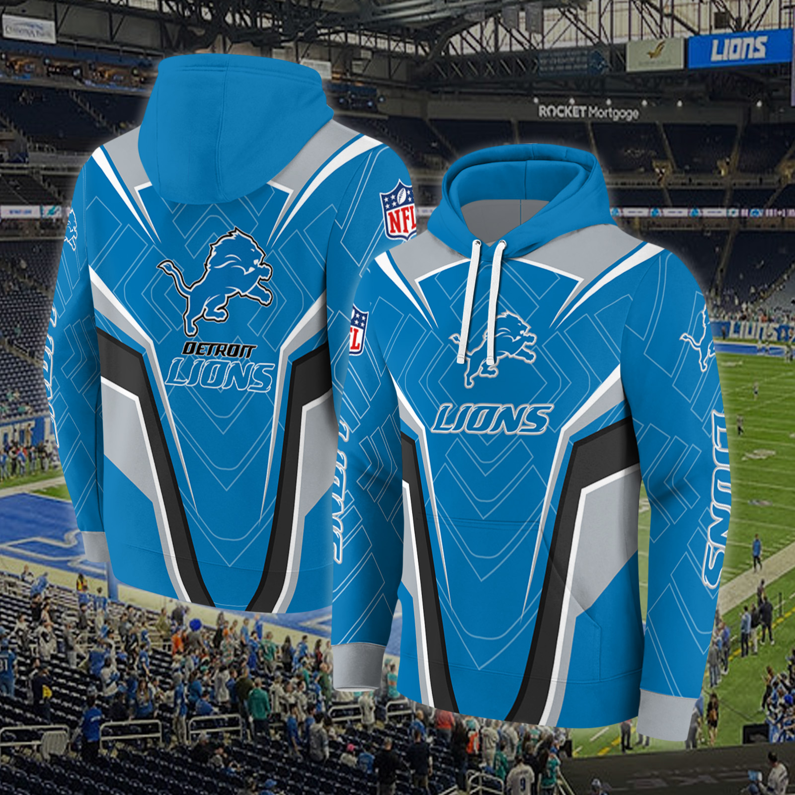 Detroit Lions Energetic Vibes Blue Hoodie