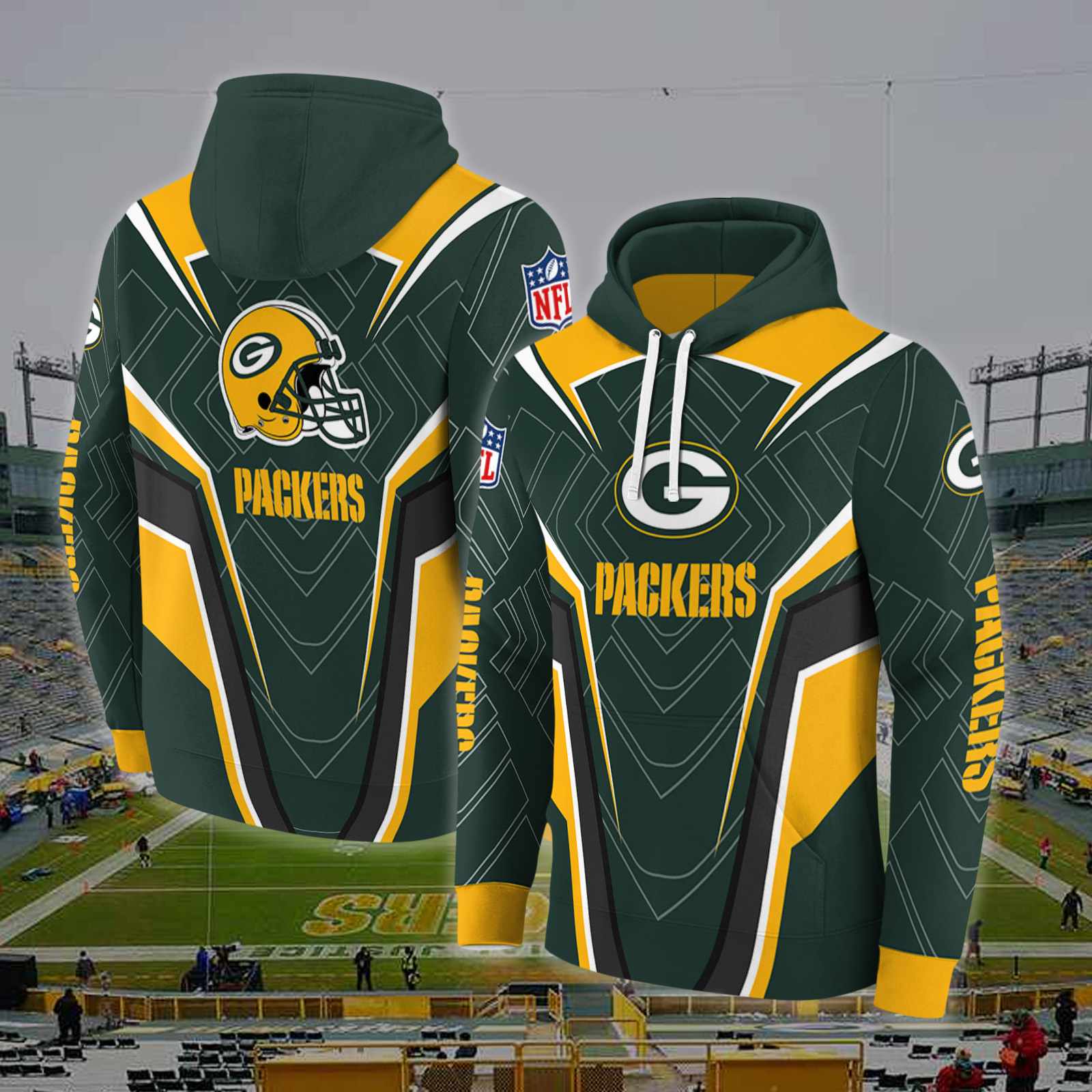 Green Bay Packers Energetic Vibes Navy Green Hoodie