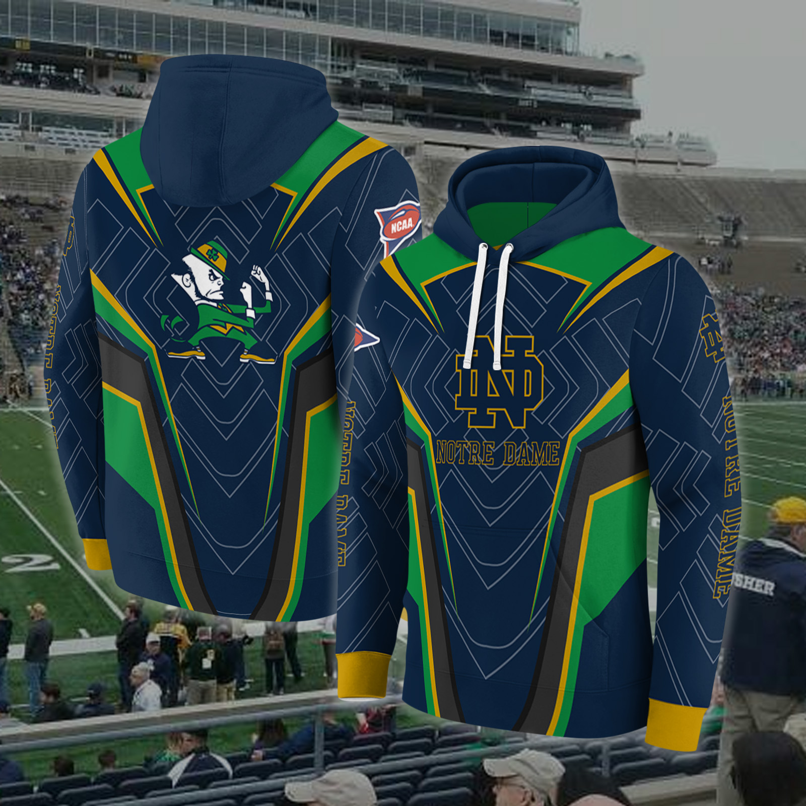 Notre Dame Fighting Irish Energetic Vibes Hoodie